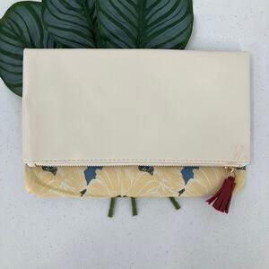 Rachel Pally White Yellow Blue Red BLOOM Floral Rectangle Reversible Clutch Bag